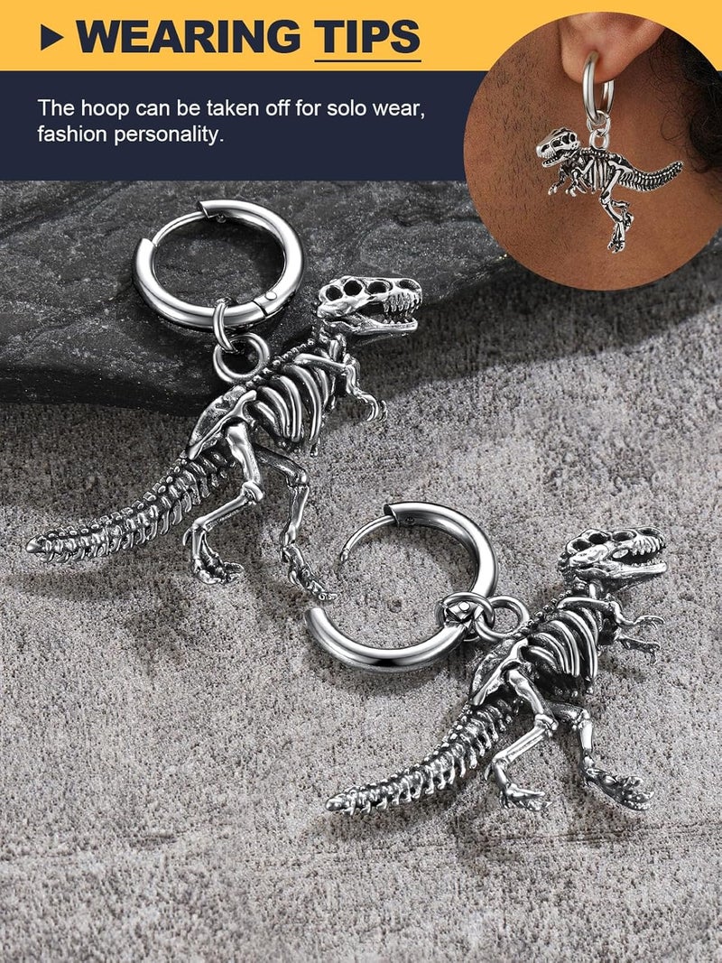 U7 Dragon Earrings Stainless Steel/18K Gold/Black/S925 Sterling Silver Hoop Earrings for Men Women, Personalized Punk Rock Huggie Earrings, Hypoallergenic - Image 5